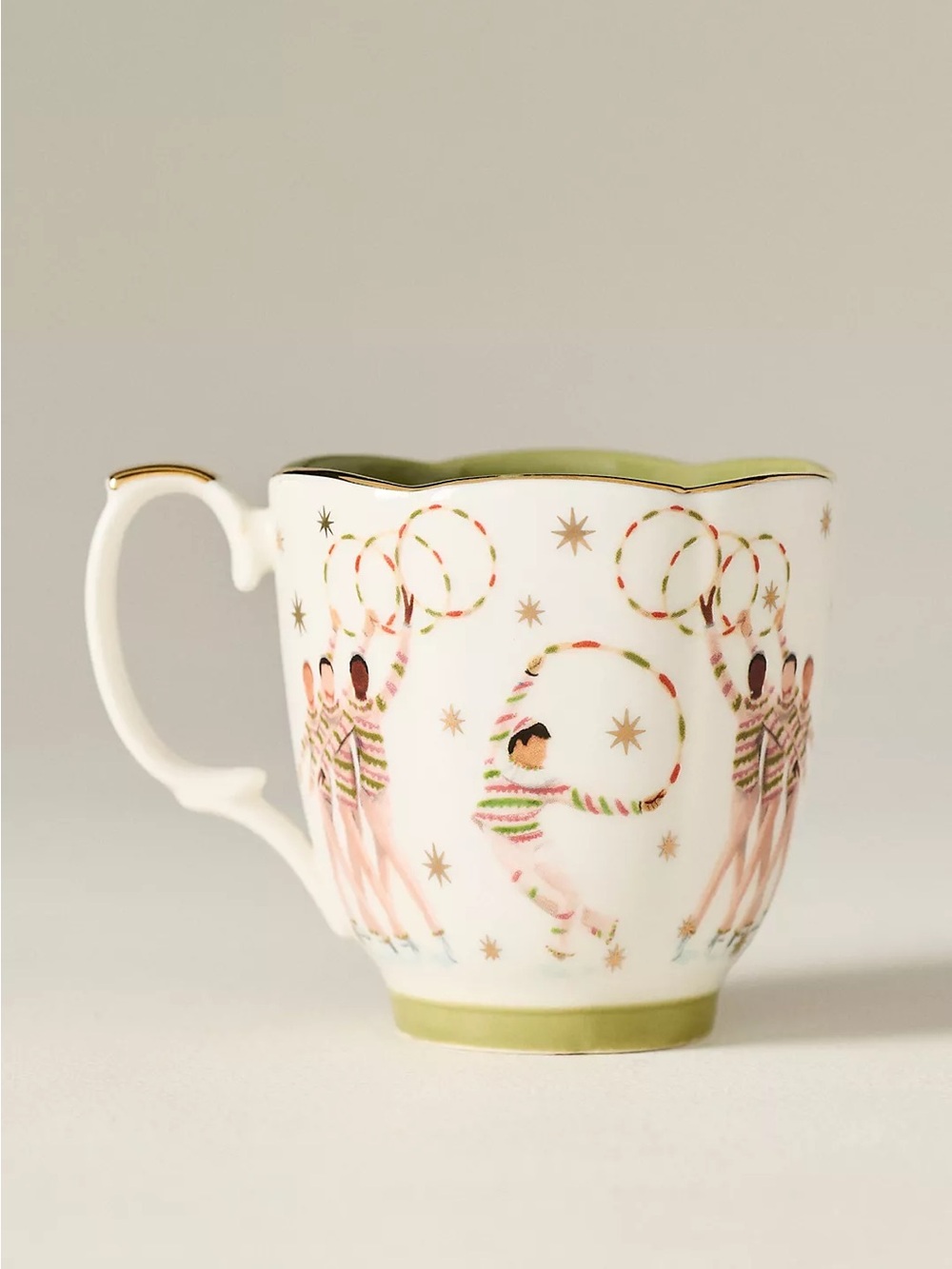 Anthropologie New York City Ballet Stoneware Mug - Candy Canes